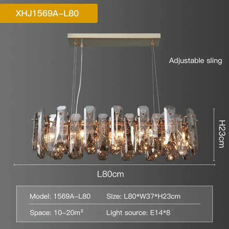 Gold Crystal 100cm Living Chandelier