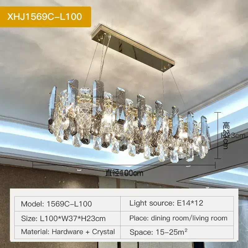 Gold Crystal 100cm Living Chandelier