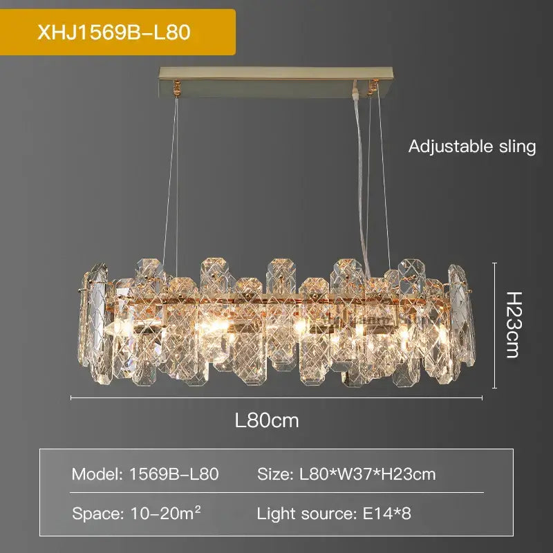 Gold Crystal 100cm Living Chandelier