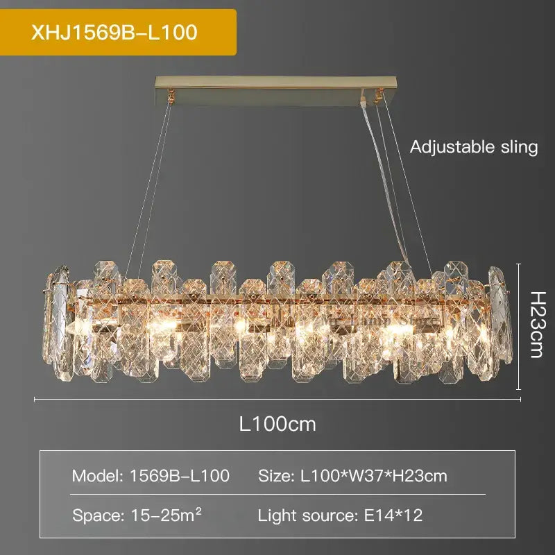 Gold Crystal 100cm Living Chandelier