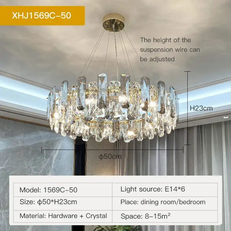 Gold Crystal 100cm Living Chandelier