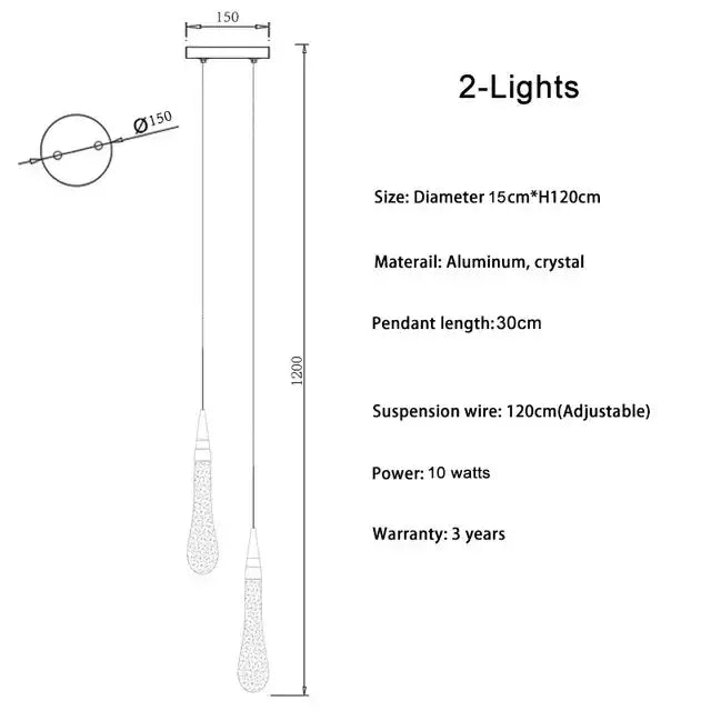 Chrome Crystal Teardrop Light