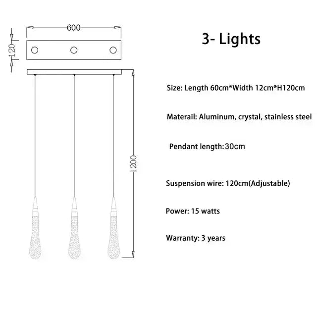 Chrome Crystal Teardrop Light