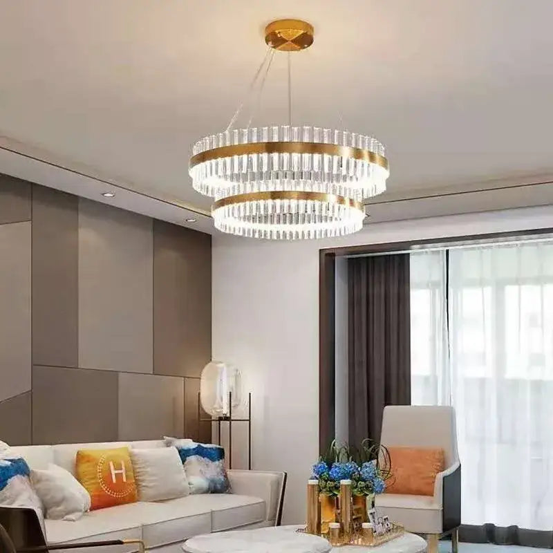 Gold Crystal Circle 100cm Chandelier