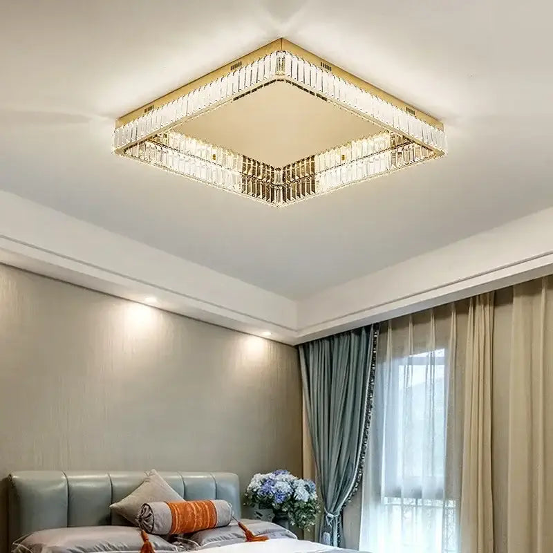 Gold Crystal Dimmable Stainless Steel Living Room Ceiling Light