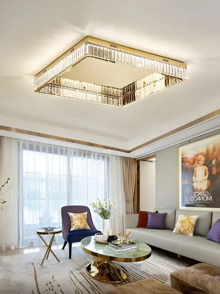 Gold Crystal Dimmable Stainless Steel Living Room Ceiling Light