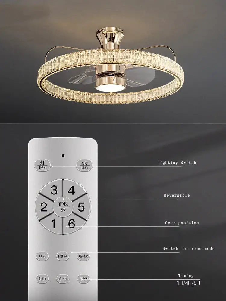 Gold Crystal Fan Light