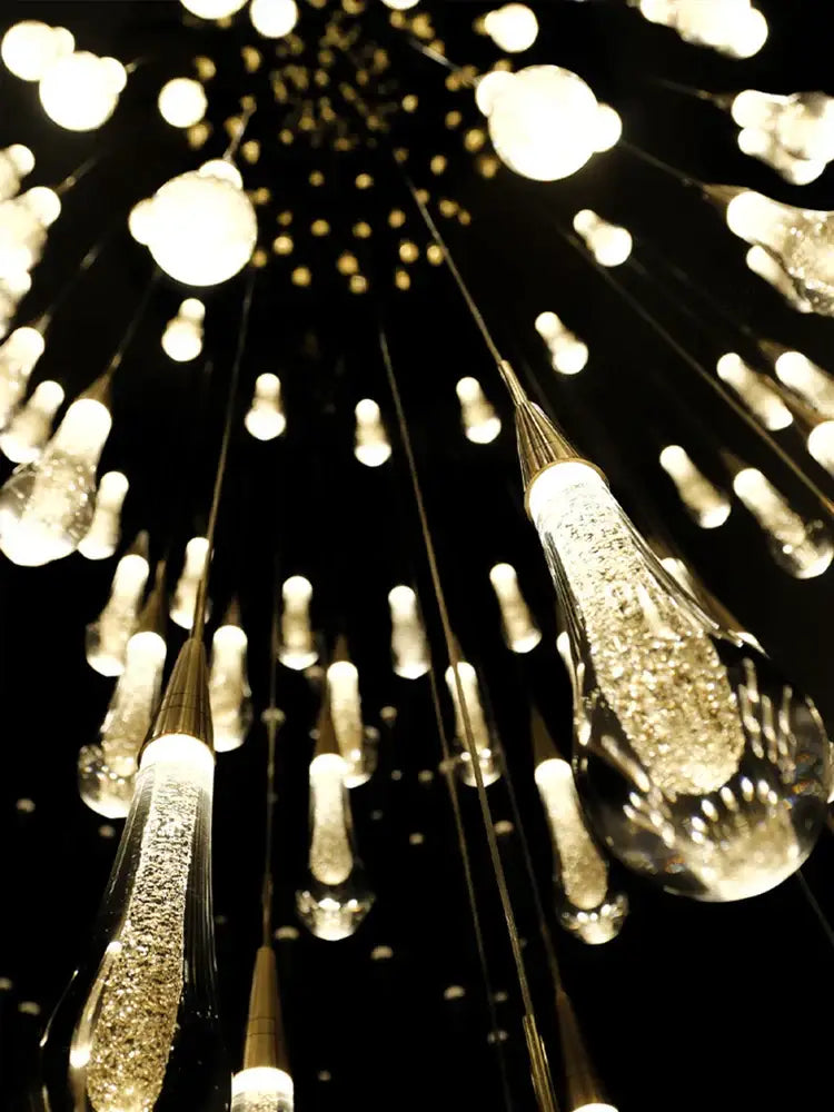 Gold Crystal 48-Head Hall Pendant Chandelier