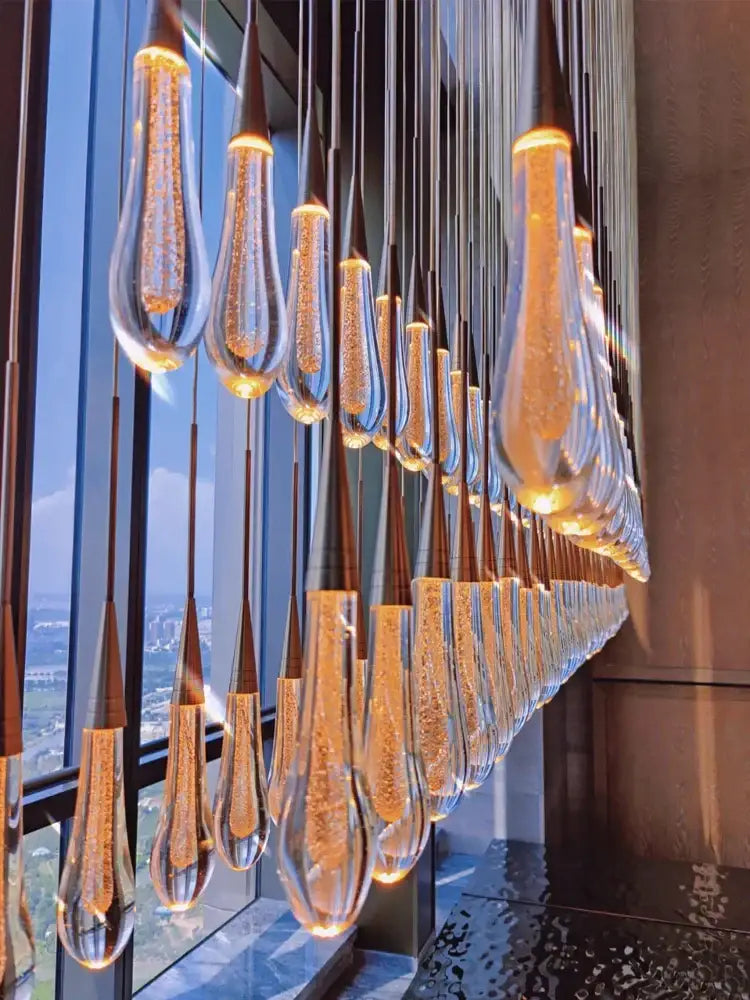 Gold Crystal 48-Head Hall Pendant Chandelier