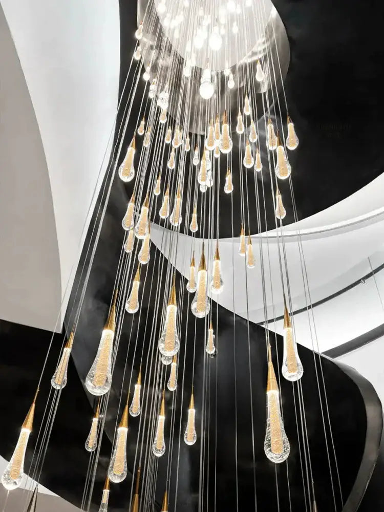 Gold Crystal 48-Head Hall Pendant Chandelier