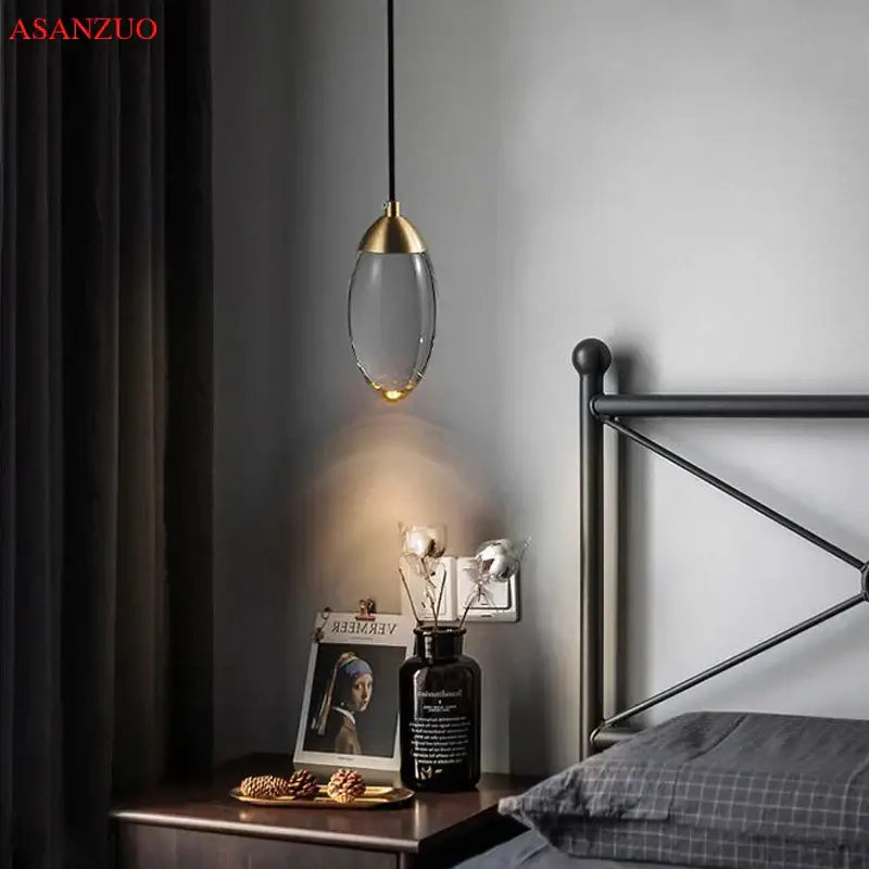 Gold Crystal Bedroom Pendant Lamp