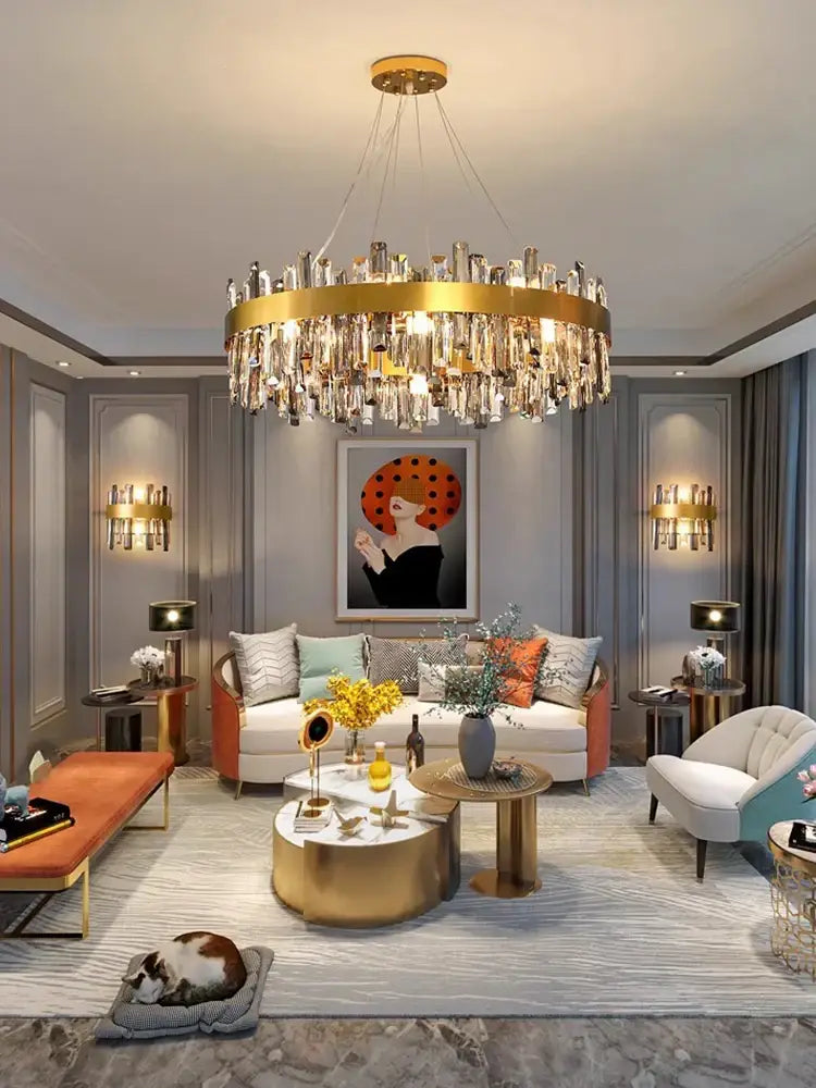 Gold Crystal 100cm Pendant Chandelier