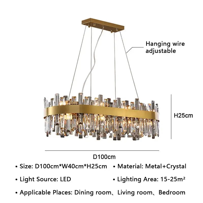 Gold Crystal 100cm Pendant Chandelier