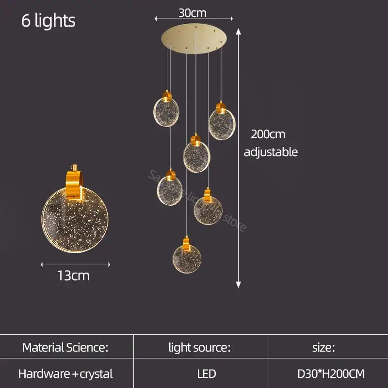 Gold Crystal Stair Slinglight