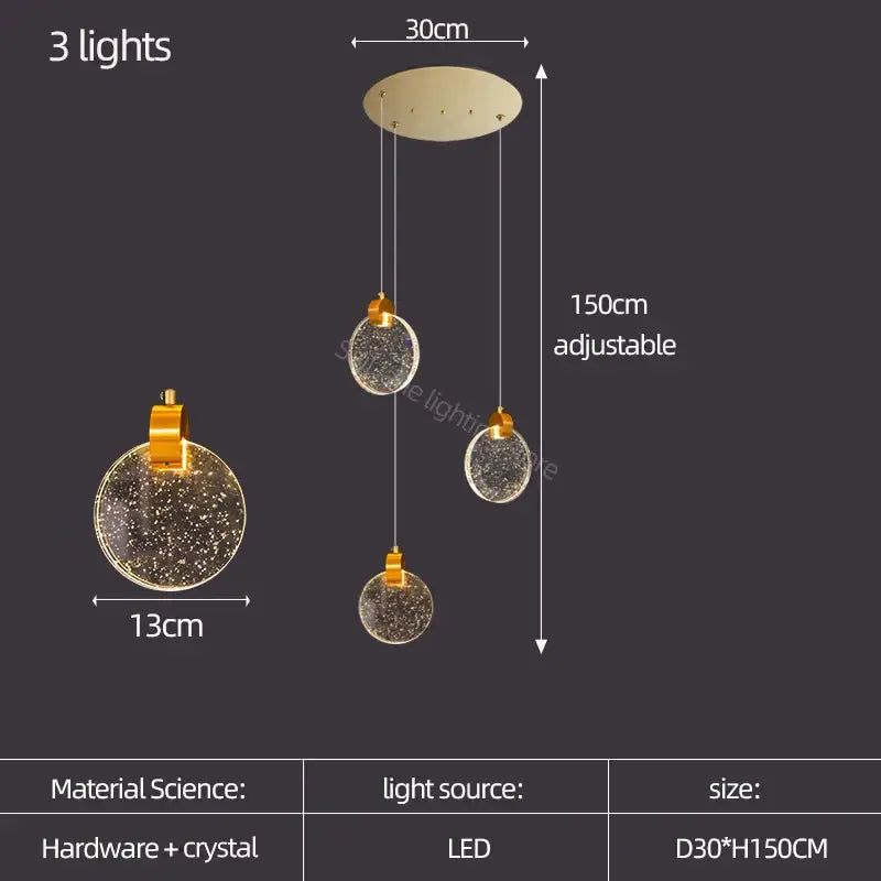 Gold Crystal Stair Slinglight