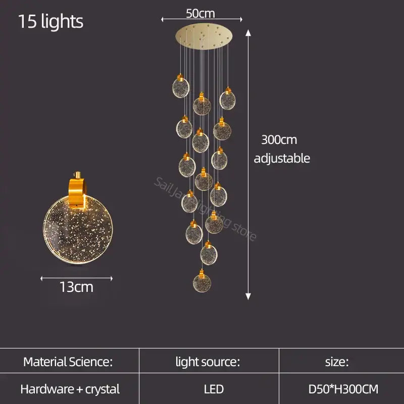 Gold Crystal Stair Slinglight
