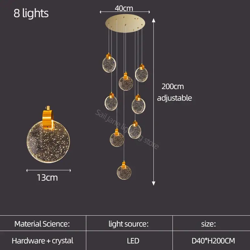 Gold Crystal Stair Slinglight