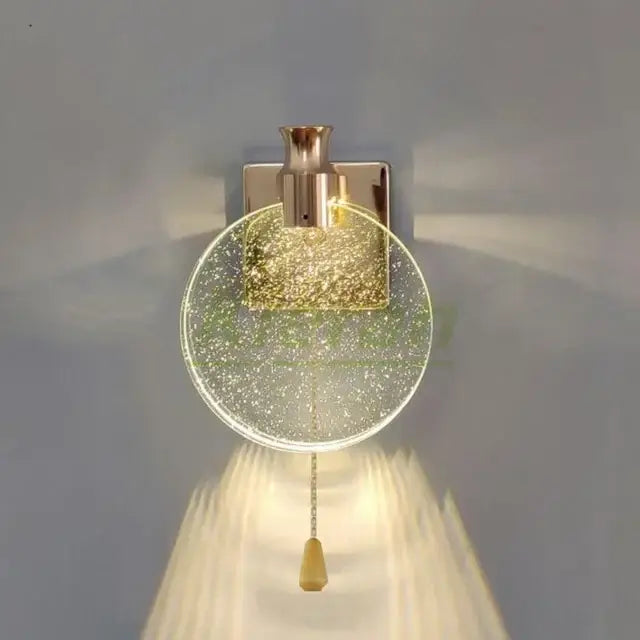 Gold Crystal Pull Rope Sconce