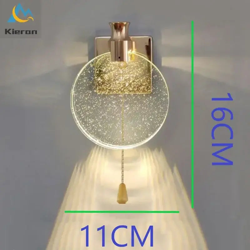 Gold Crystal Pull Rope Sconce
