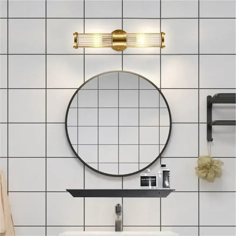 Gold Crystal Glass Rod Wall Sconce