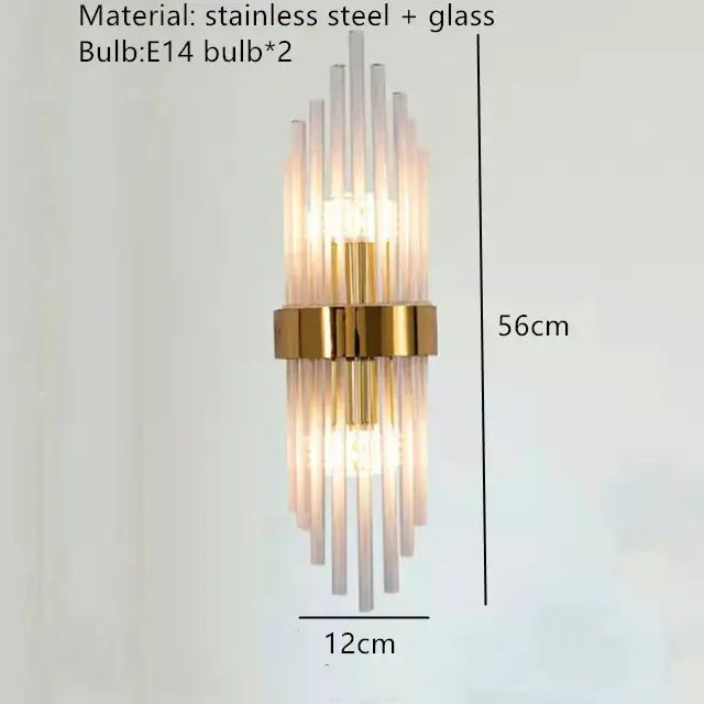 Gold Crystal 56cm Wall Lamp