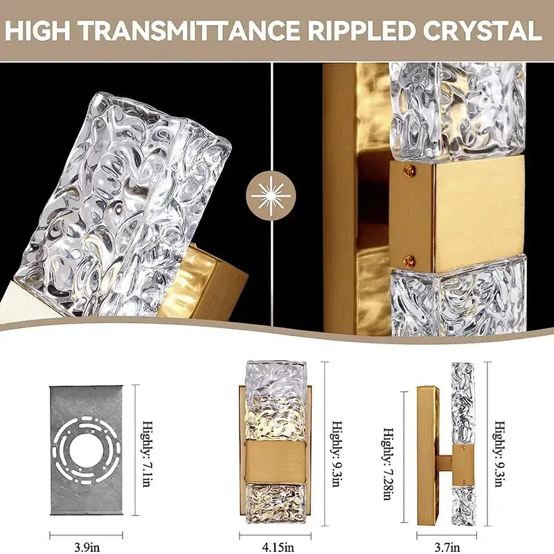 Gold Crystal LED Dimming Switch Bedroom Sconce