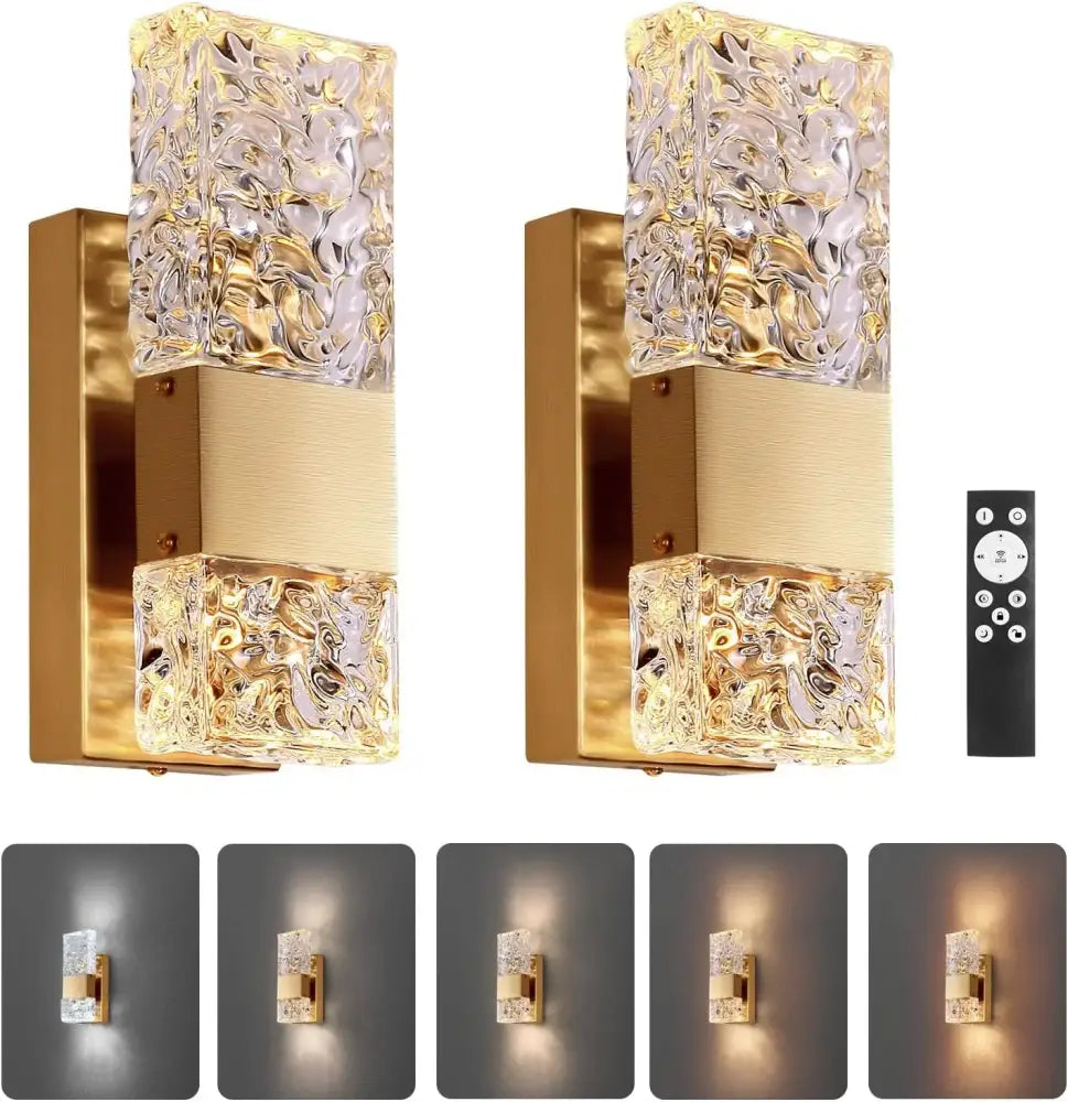 Gold Crystal LED Dimming Switch Bedroom Sconce