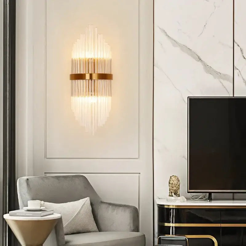 Gold Glass Rod Sconce
