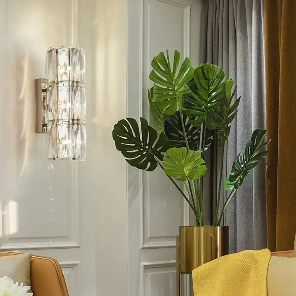 Gold Crystal Wall Sconce Linear Dining 2-4 Light