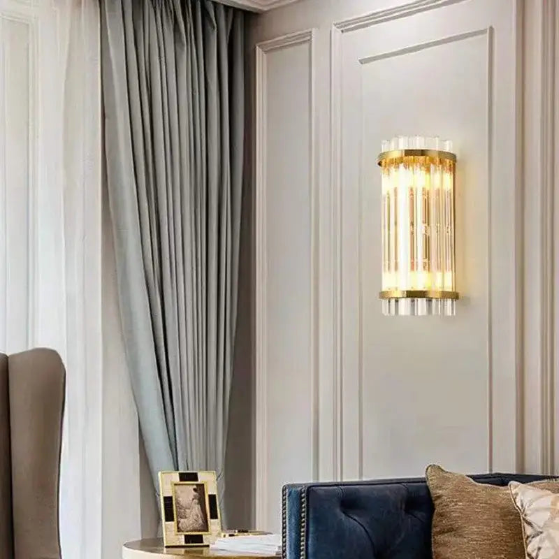 Gold Crystal Living Room Wall Sconce