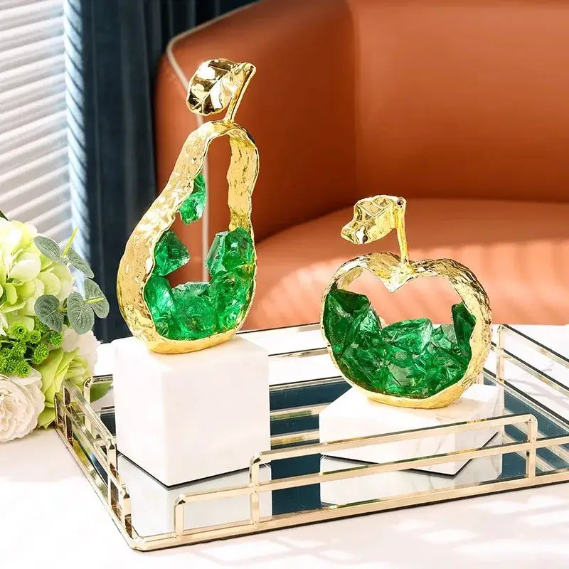 Gold Crystal Fruit Sculptures