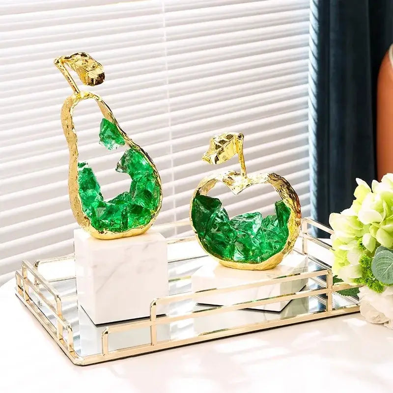 Gold Crystal Fruit Sculptures