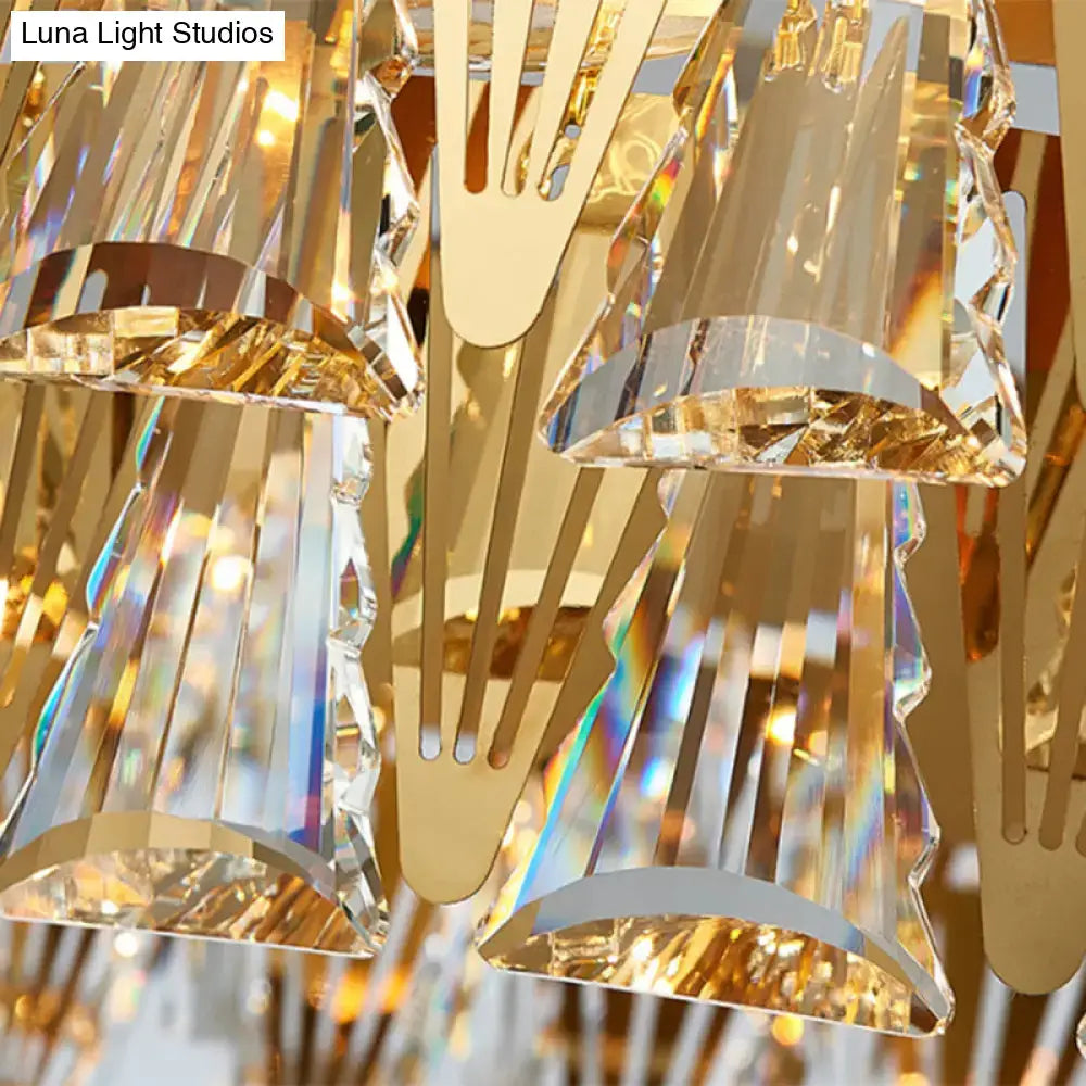 Gold Oval Crystal Twelve-Head Triangle Chandelier