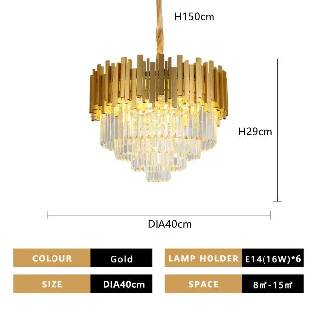 Gold Crystal Tiered 90cm Cascading Chandelier