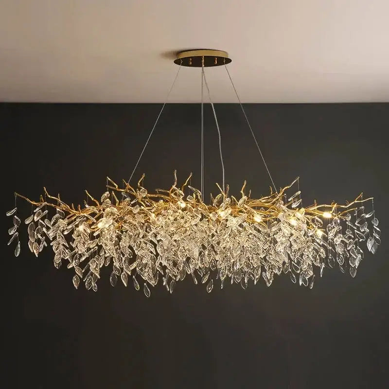 Gold Crystal Leaf 140cm Chandelier