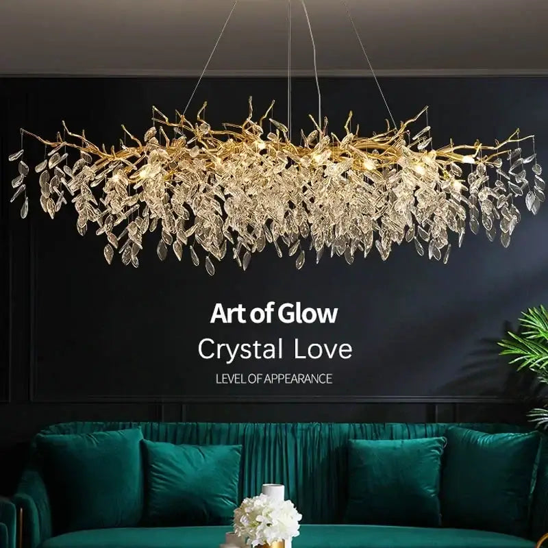 Gold Crystal Leaf 140cm Chandelier