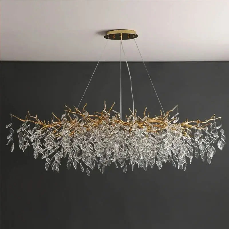 Gold Crystal Leaf 140cm Chandelier