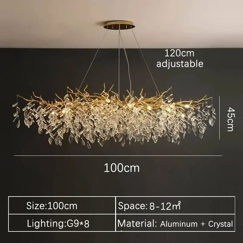 Gold Crystal Leaf 140cm Chandelier