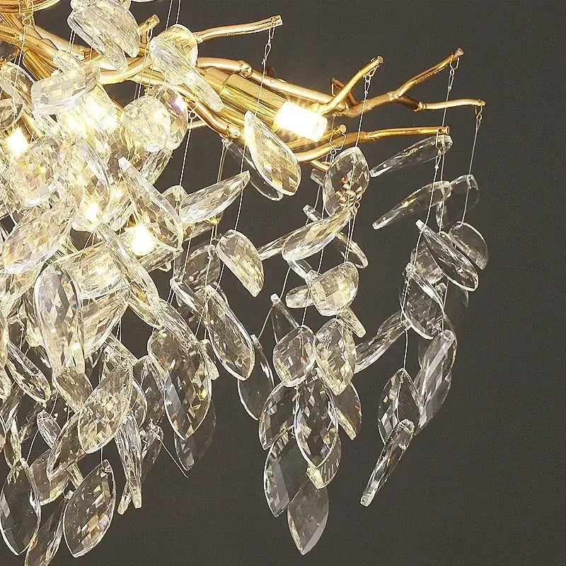 Gold Crystal Leaf 140cm Chandelier