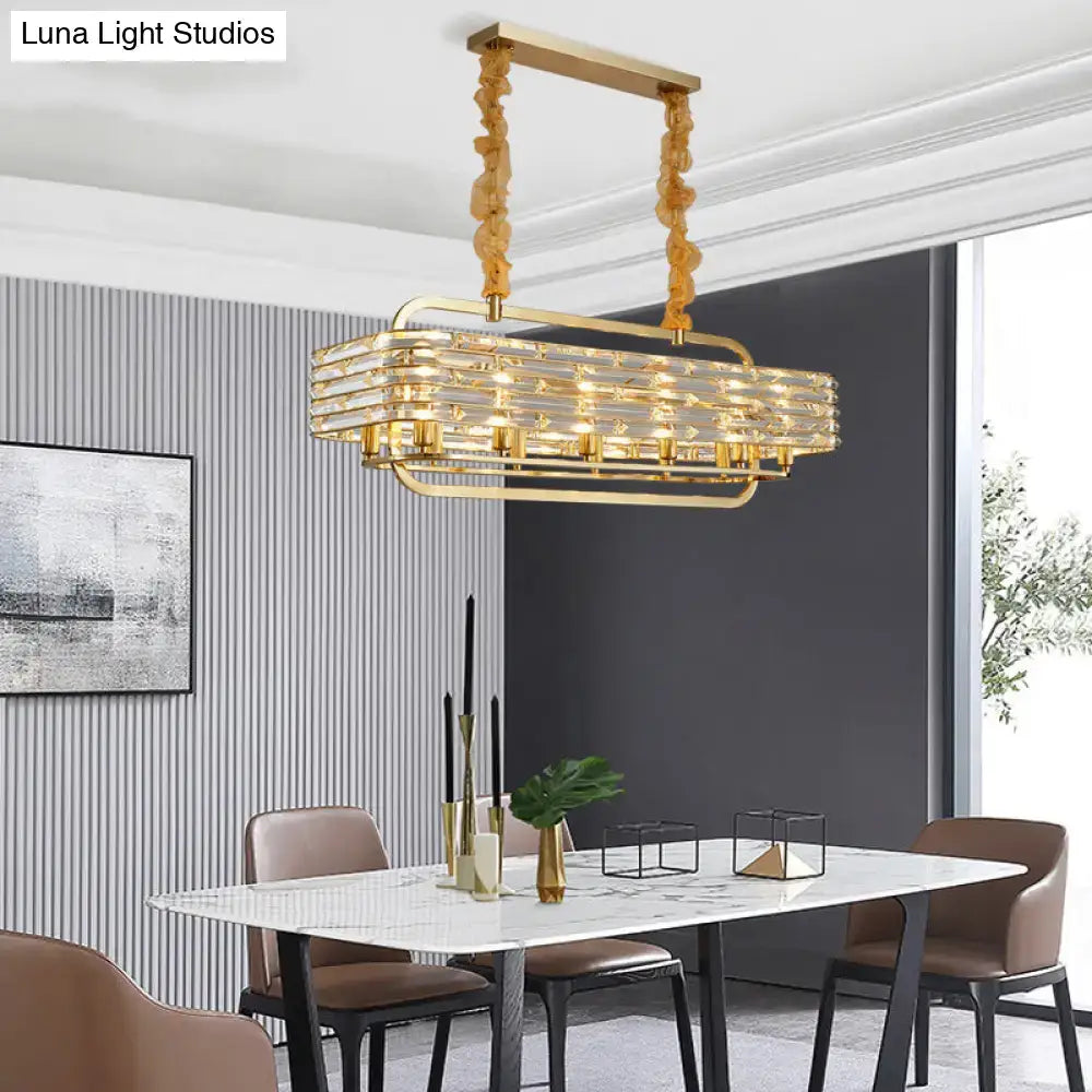 Gold Crystal Modernist Entryway Pendant Light