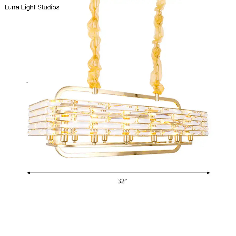 Gold Crystal Modernist Entryway Pendant Light
