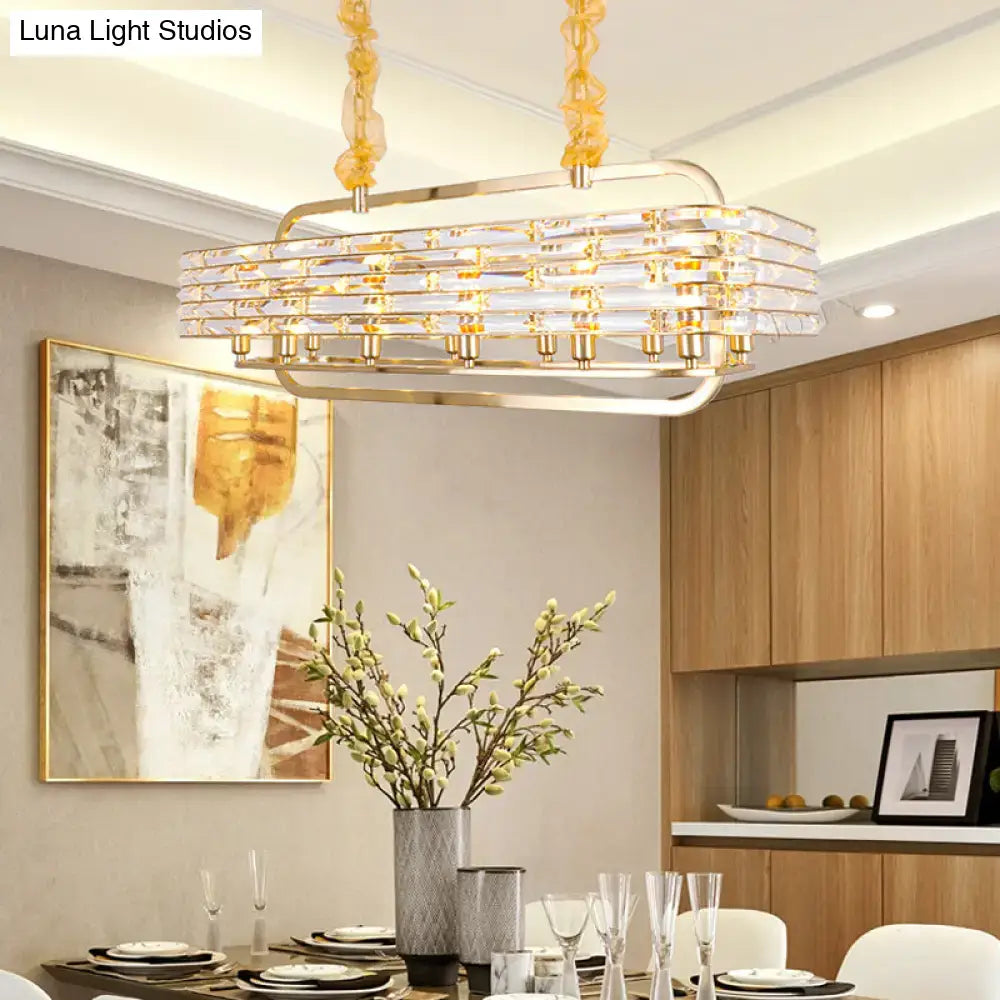 Gold Crystal Modernist Entryway Pendant Light