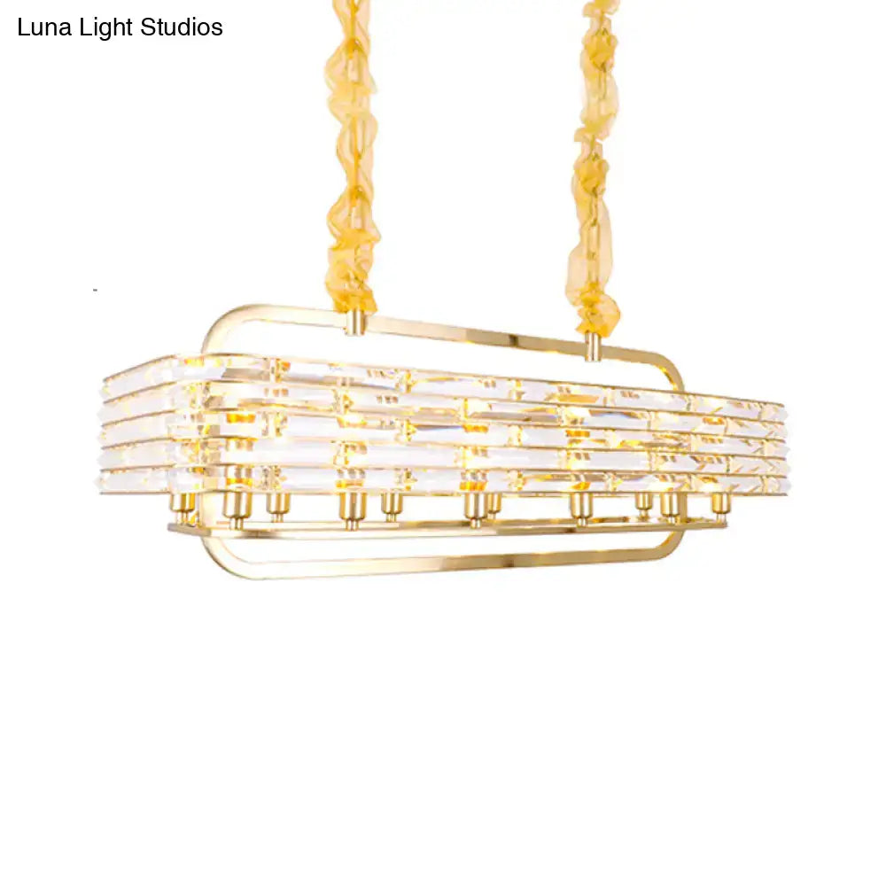 Gold Crystal Modernist Entryway Pendant Light