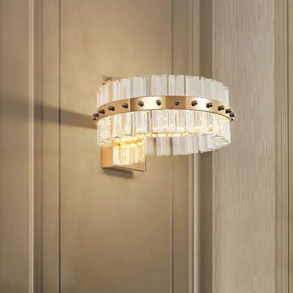 Gold Crystal Flush Mount Wall Sconce