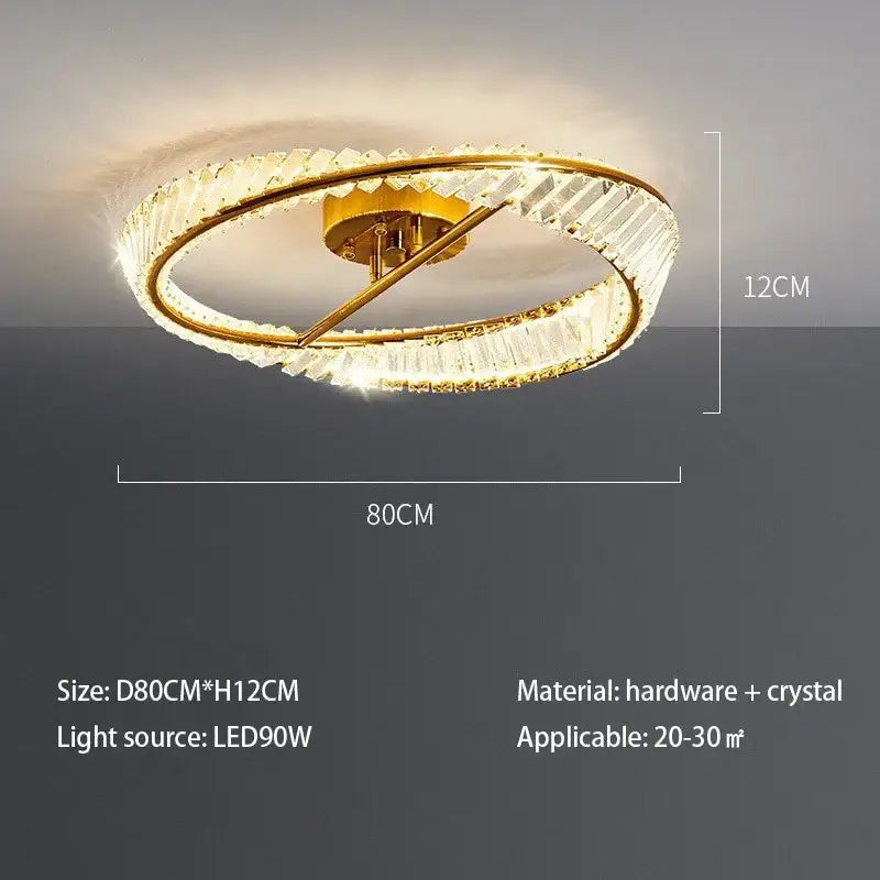 Gold Crystal Ring 80cm Light