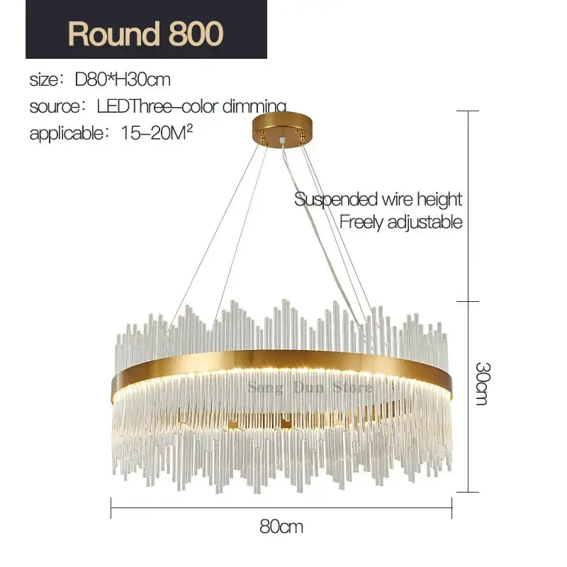 Gold Crystal Round 120cm Nordic Chandelier