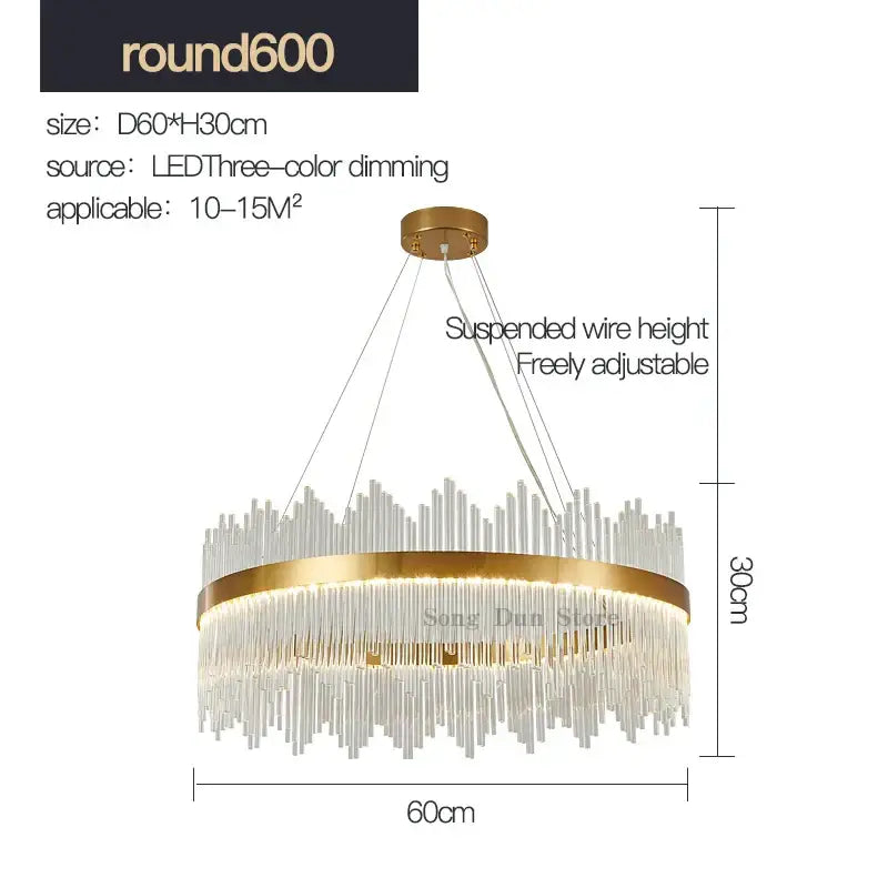 Gold Crystal Round 120cm Nordic Chandelier