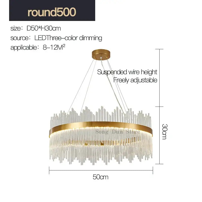 Gold Crystal Round 120cm Nordic Chandelier