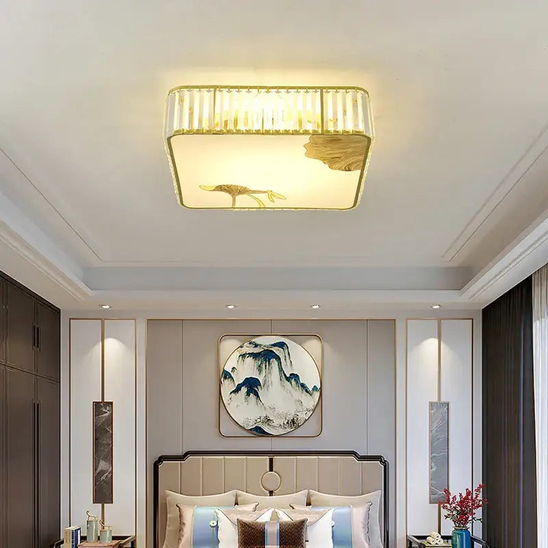 Gold Crystal Round Ceiling Light