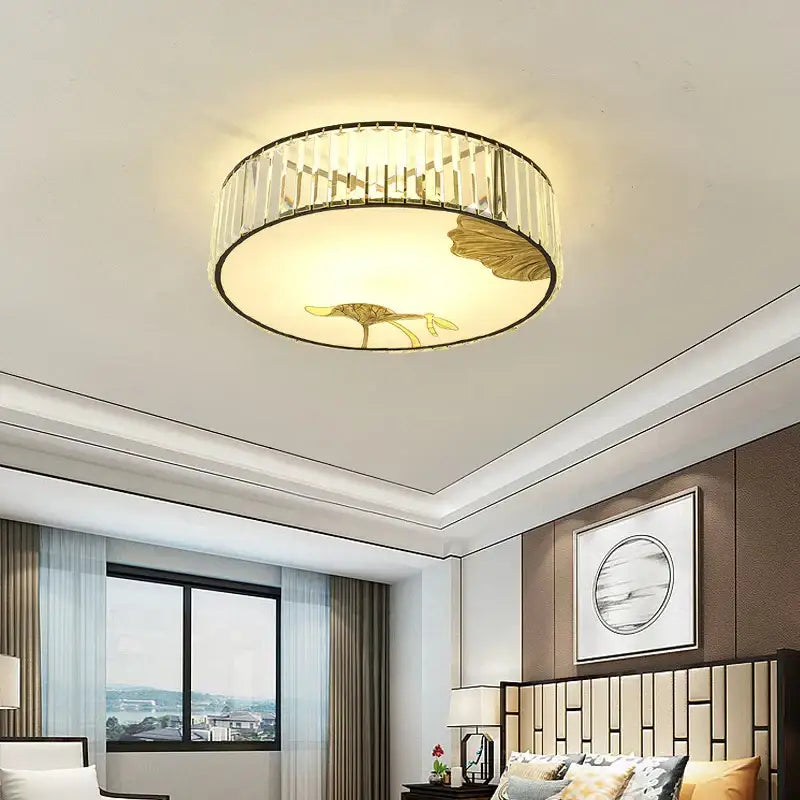 Gold Crystal Round Ceiling Light